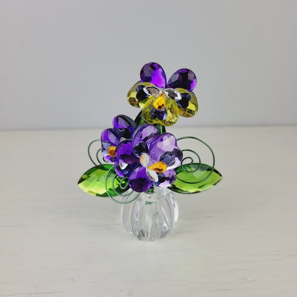Ganz Pansy Posy 4" Acrylic Multicolored Display Collectible Crystal Expressions - Picture 3 of 7